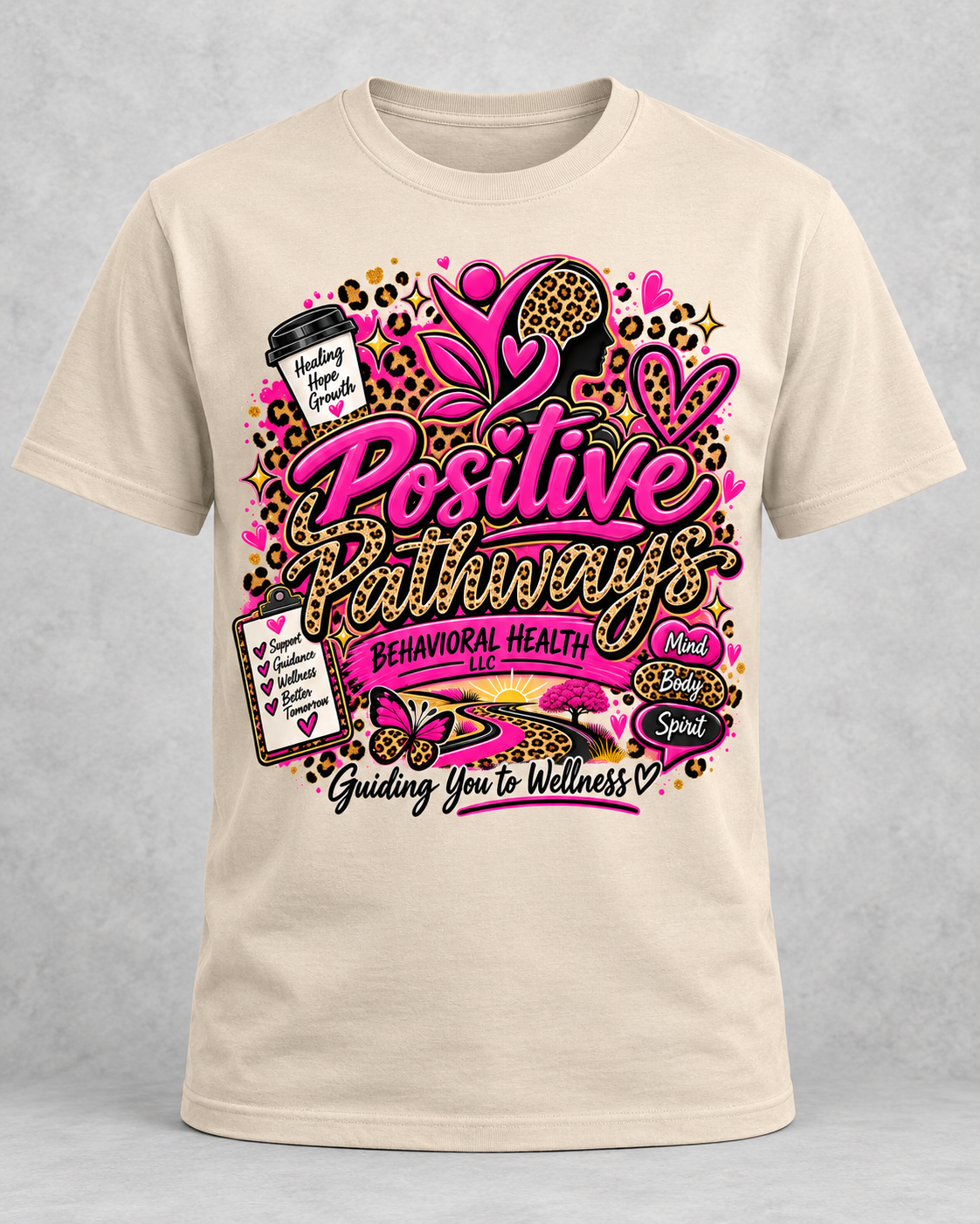 Positive Pathways Leopard/Pink - Adult sizes